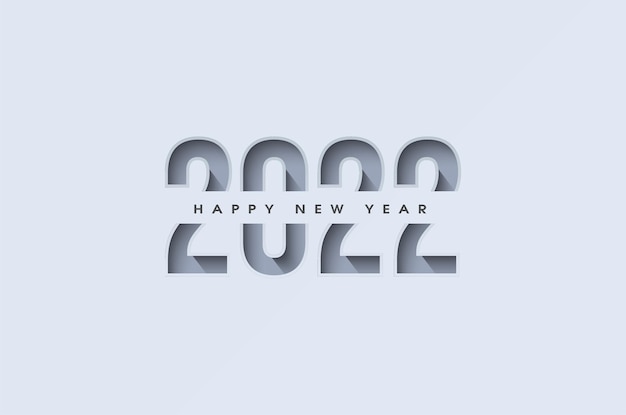 Frohes neues Jahr 2022 mit Zahlenillustration auf weißem Papier