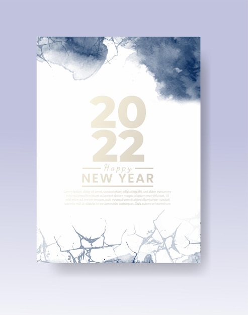 Frohes neues jahr 2022 poster oder kartenvorlage mit aquarell-waschspritzer