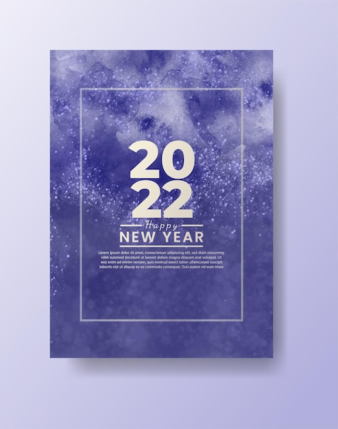 Frohes neues jahr 2022 poster oder kartenvorlage mit aquarell-waschspritzer