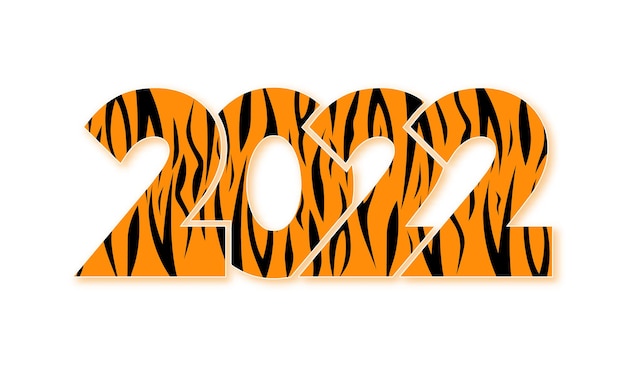 Frohes neues Jahr 2022 Tigermuster auf den Zahlen