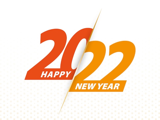 Frohes neues jahr 2022, vektorgrußillustration 2022 orange textdesign.