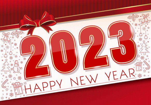 Frohes neues Jahr 2023. Festliche Neujahrskarte