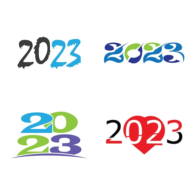 Frohes neues jahr 2023 logodesign neues jahr 2023 textdesign isoliert auf weißem hintergrund