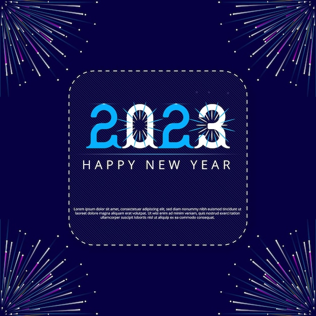Frohes neues Jahr 2023 Logodesign und Neujahr 2023 Texttypografie Vektorvorlage