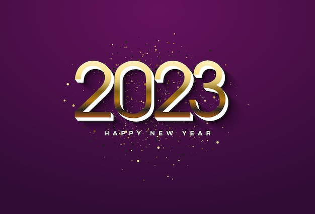 frohes neues jahr 2023 mit festlichem glitzerhintergrund.