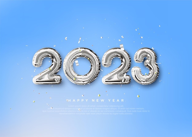 Vektor frohes neues jahr 2023 realistische 3d-anzahl ballons poster banner