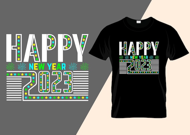 Vektor frohes neues jahr 2023 typografie-t-shirt-design