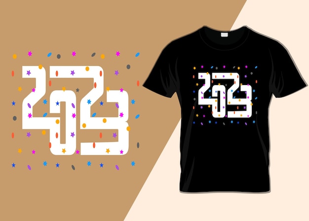 Vektor frohes neues jahr 2023 typografie-t-shirt-design