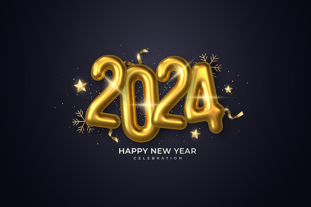Frohes neues jahr 2024 2024 neujahrsfeierkonzept für grußkartenbanner und beitragsvorlage