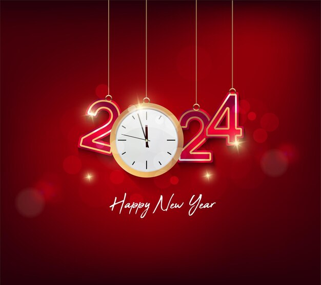 Frohes neues Jahr 2024 Frohe Weihnachten  Premium Vektor