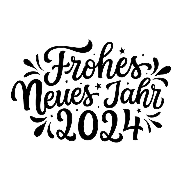 Frohes neues jahr 2024 in deutscher handschrift