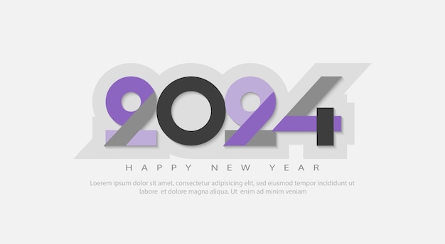 Frohes neues Jahr 2024 mit schönem, farbenfrohem Design vor einem modernen, sauberen weißen Hintergrund. Premium-Vektordesign für ein frohes neues Jahr 2024