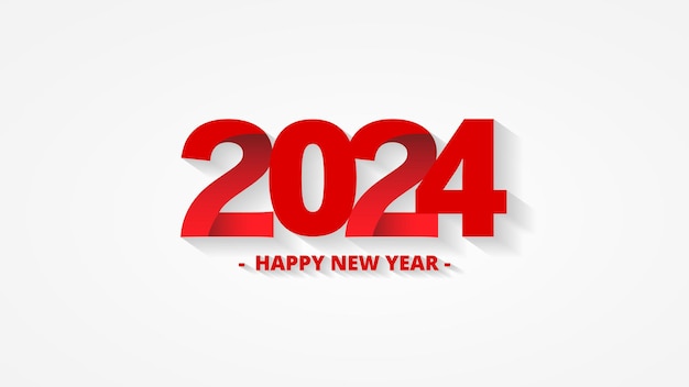 Vektor frohes neues jahr 2024 roter und weißer text-designvektor