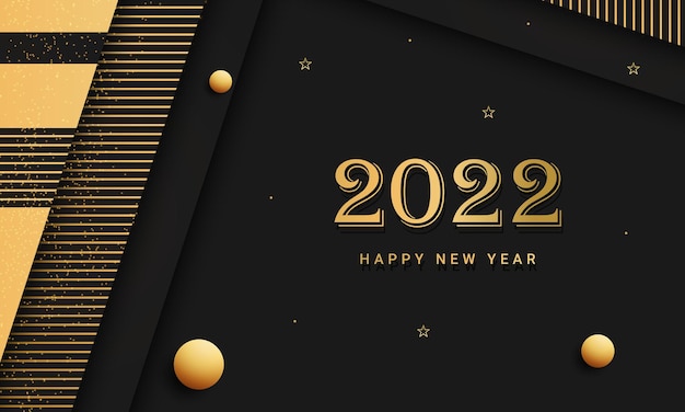 Frohes neues Jahr Hintergrund 2022 Goldhintergrund mit goldenem Element und Glitzer