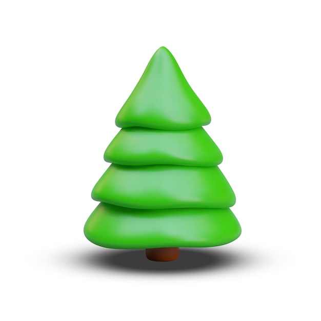Frontansicht auf grünem Weihnachtsbaum auf weißem Hintergrund