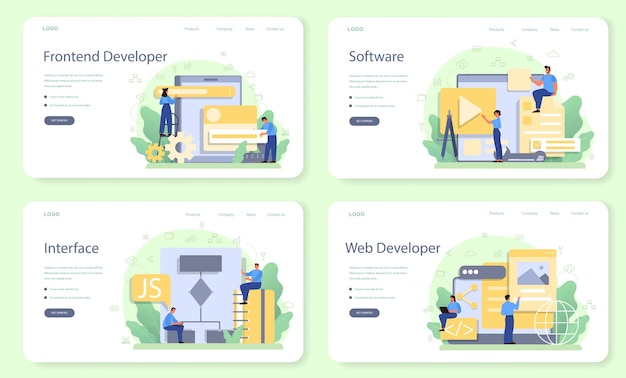 Frontend-entwickler-webbanner oder landingpage-set