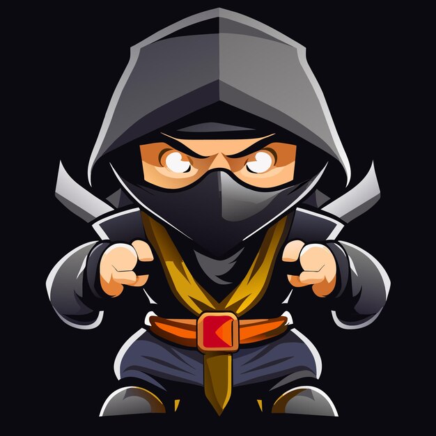 Vektor frontfacing ninja maskottchen-ikonen