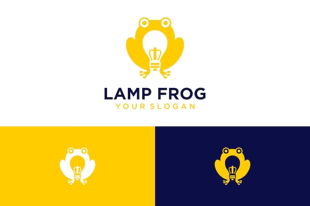 Frosch-Logo-Design mit Lampe oder Idee