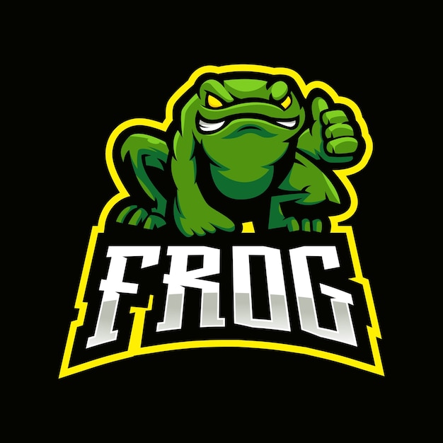 Frosch maskottchen logo design. toad gibt dem e-sport-team einen daumen hoch