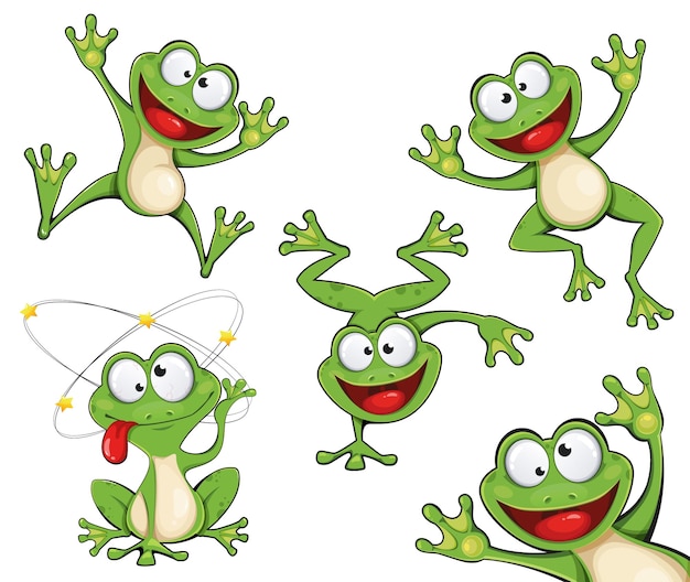 Vektor frosch-zeichentrickfigur lustiger frosch