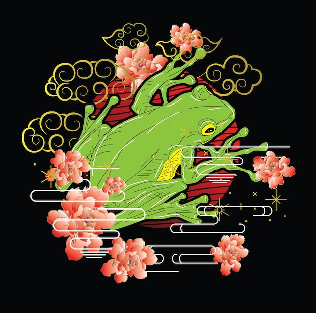 Froschillustration im japanischen stil für kaijune-event
