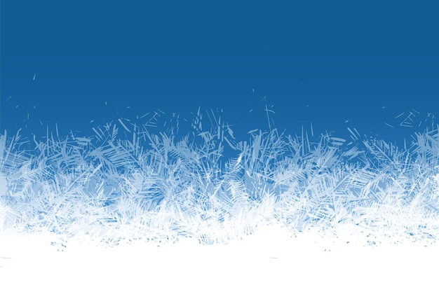 Frostfenster. Gefrorenes Ornament blaues Eiskristallmuster auf Fensterwinter schöner Eisrahmen frostiges Kristallmuster transparente eisige Struktur Weihnachten festlicher Frostwork abstrakter Vektor isolierter Hintergrund