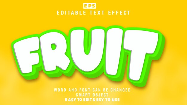 Frucht 3d bearbeitbarer Text-Effekt-Vektor mit Hintergrund