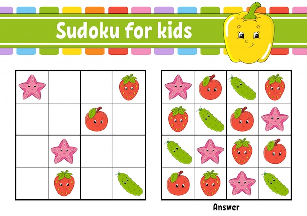 Frucht sudoku arbeitsblatt