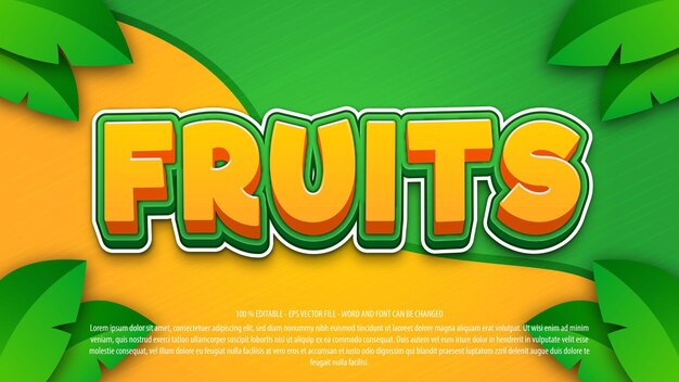 Früchte 3d Cartoon editierbarer Texteffekt