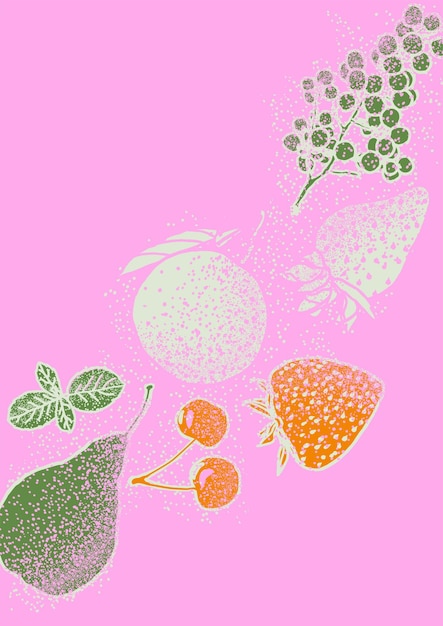 Vektor früchte mit spray-textur-illustrationsdesign