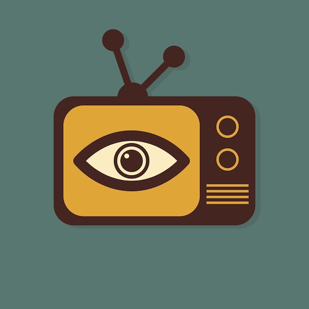 Früher, tv, symbol, mit, eye. vektor-illustration