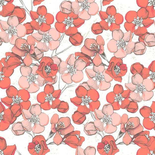 Frühling floral handgezeichnete nahtlose Ornament
