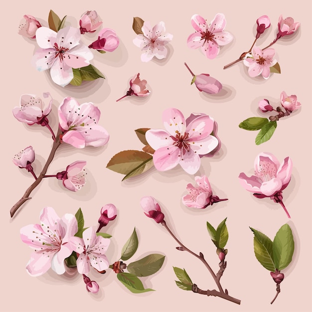 Vektor frühling_sakura_kirsche_blumen_blüten_pink_blütenblätter