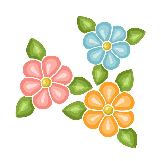 Frühlings-Pastell-stilisierte einfache Dreieckblumen für Handbroderie-Vektor