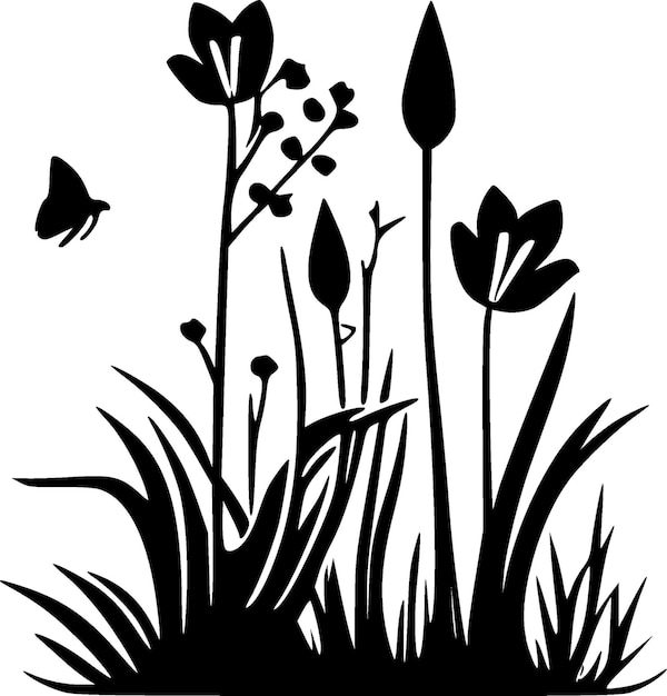 Frühlings-schwarz-weiß-vektorillustration