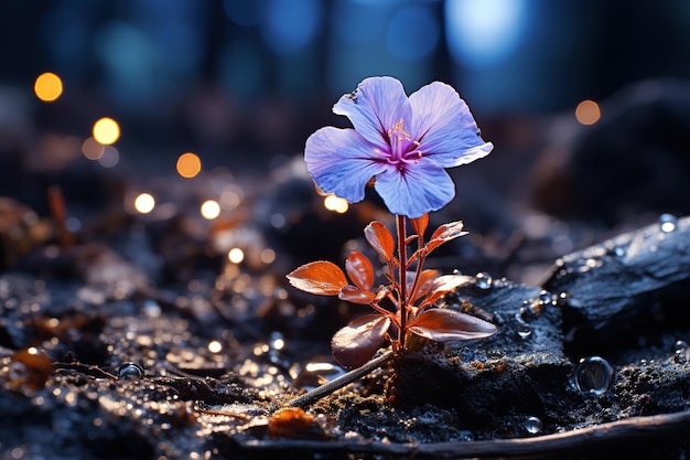 Vektor frühlingsblume schöne lila pflanze im wald farbiger natürlicher hintergrund