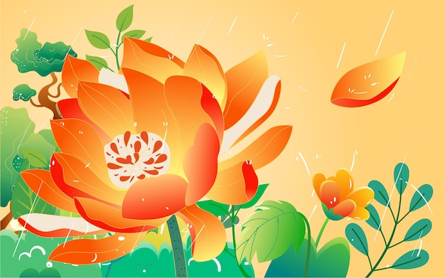 frühlingsblumen pflanze illustration regen solar begriff blumen landschaft event poster