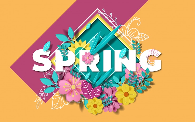 Vektor frühlingshintergrund mit schöner bunter blume.