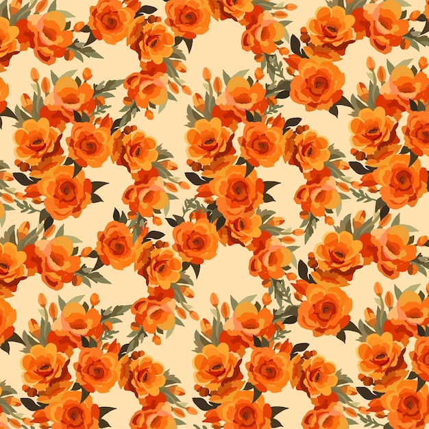 Frühlingsorangefarbenes aquarell-blumenmuster