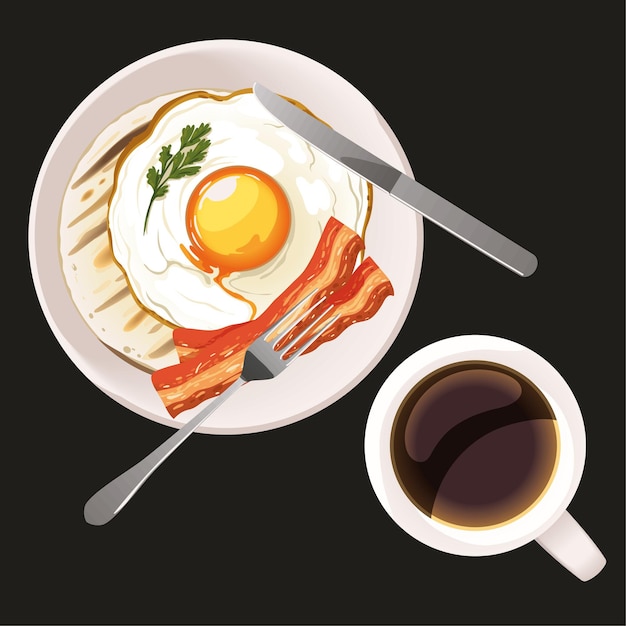Frühstück mit gebratenen Eiern und Speck