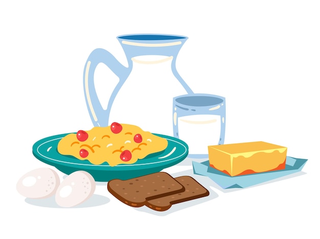 Frühstücksbrei mit Milch, Bananen und Nüssen