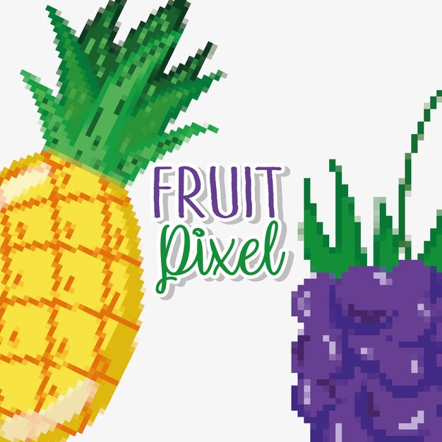 Fruit pixel cartoons