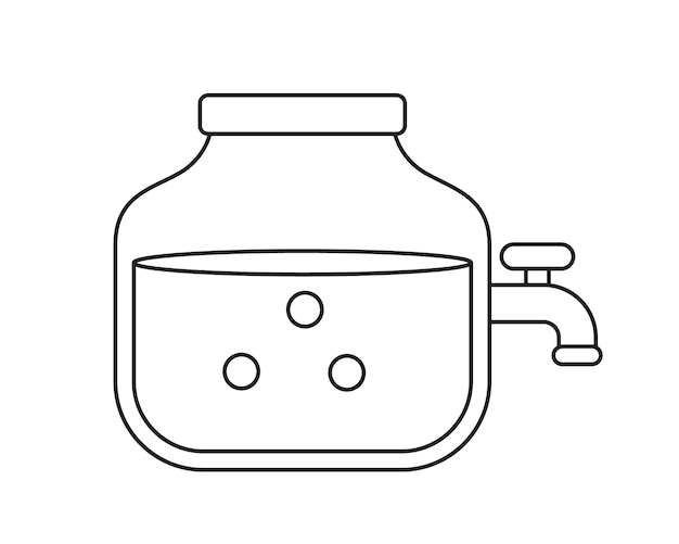 Fruit punch glass mason jar with faucet monochrome flat vector object jar with party refreshment editable black white thin line icon einfache cartoon-clip-art-spot-illustration für das web-grafikdesign