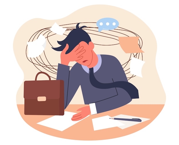 Frustration Wirbel Konzept emotionale Erschöpfung und Depression von harten Arbeit Charakter hat psychische