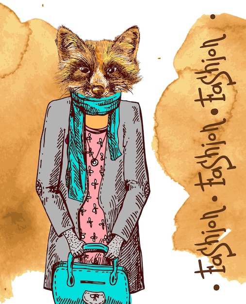 Fuchs in jacke vektor-illustration