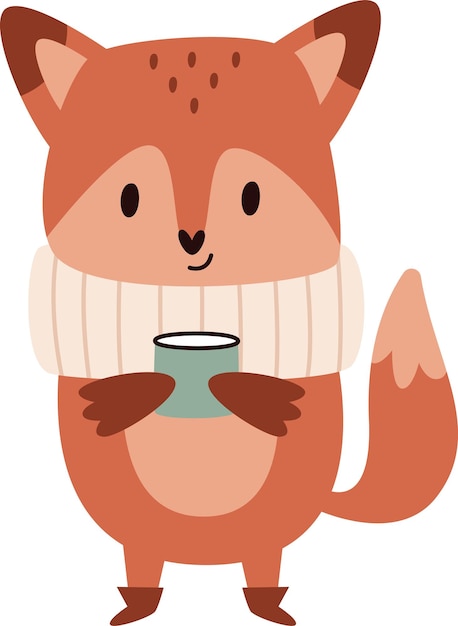 Fuchs mit kaffeebecher