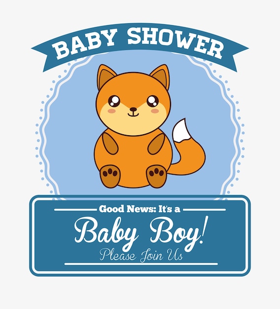 Fuchs niedliche tier cartoon baby dusche karte icon