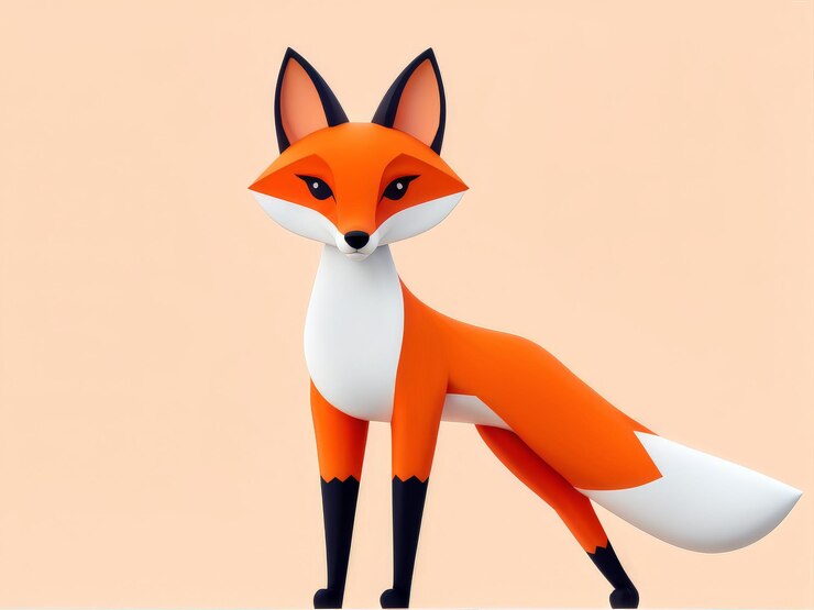 Vektor fuchs-symbol, zeichentrickfilm-vektor, tier-iconbox