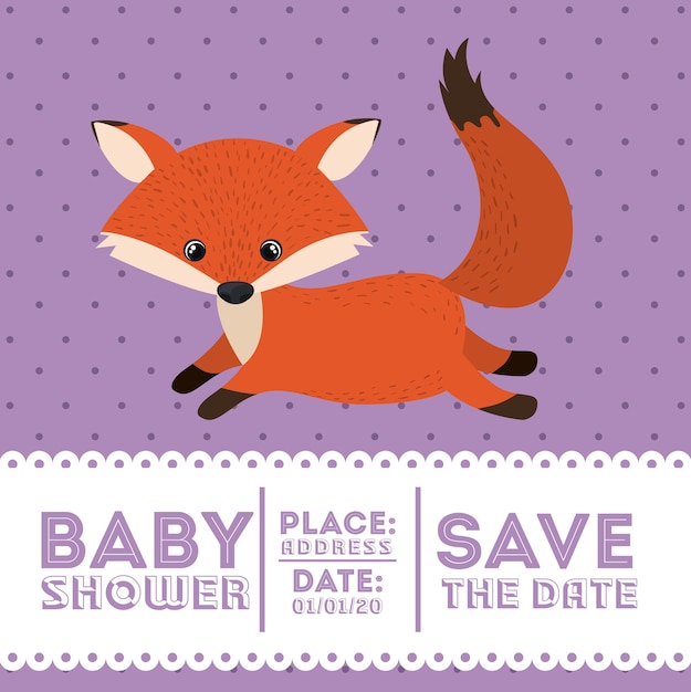 Fuchs Tier Baby Dusche Kartensymbol