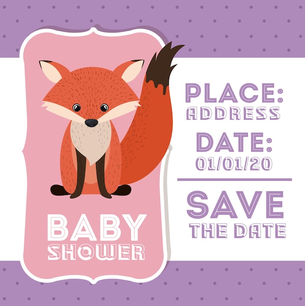 Fuchs Tier Baby Dusche Kartensymbol